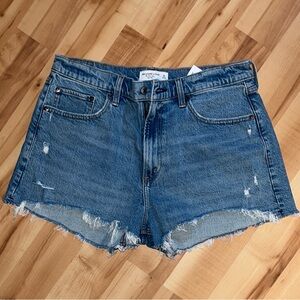 Abercrombie & Fitch Blue Jean Shorts Distressed High-Waisted